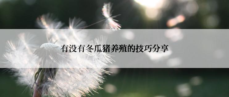 有没有冬瓜猪养殖的技巧分享