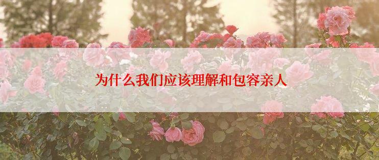  为什么我们应该理解和包容亲人